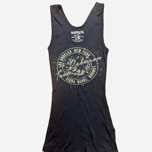 Dark navy Rhinestone True Religion World Tour tank top. XS. Fair condition
